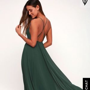BRAND NEW - Dark Green Maxi Dress from LULU’S